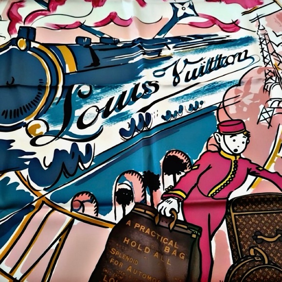 Authentic Louis Vuitton Rare Groom/Porter Theme Silk Scarf - Picture 2 of 4